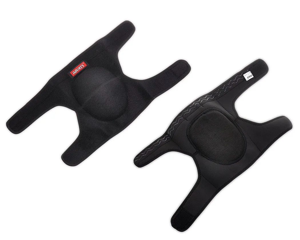 Adjustable Sports Thick Sponge Leg Knee Pads Braces Protector-L Black