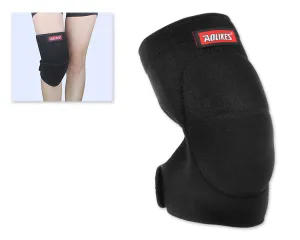 Adjustable Sports Thick Sponge Leg Knee Pads Braces Protector-L Black