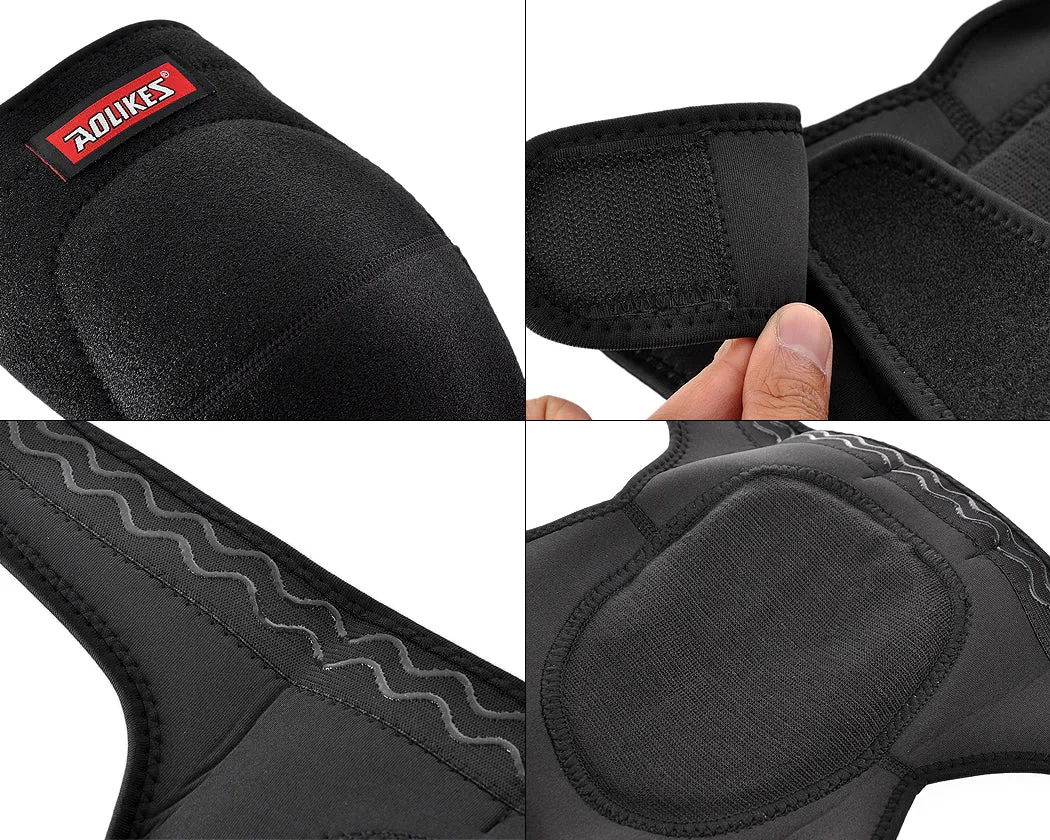 Adjustable Sports Thick Sponge Leg Knee Pads Braces Protector-L Black