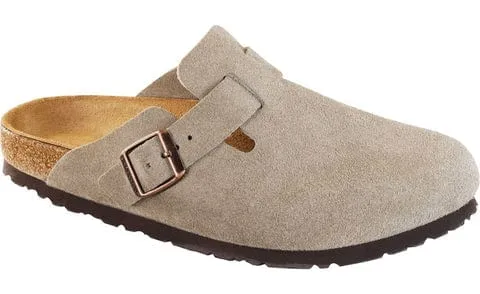 Birkenstock Boston Suede Clogs (Soft Footbed)- Taupe