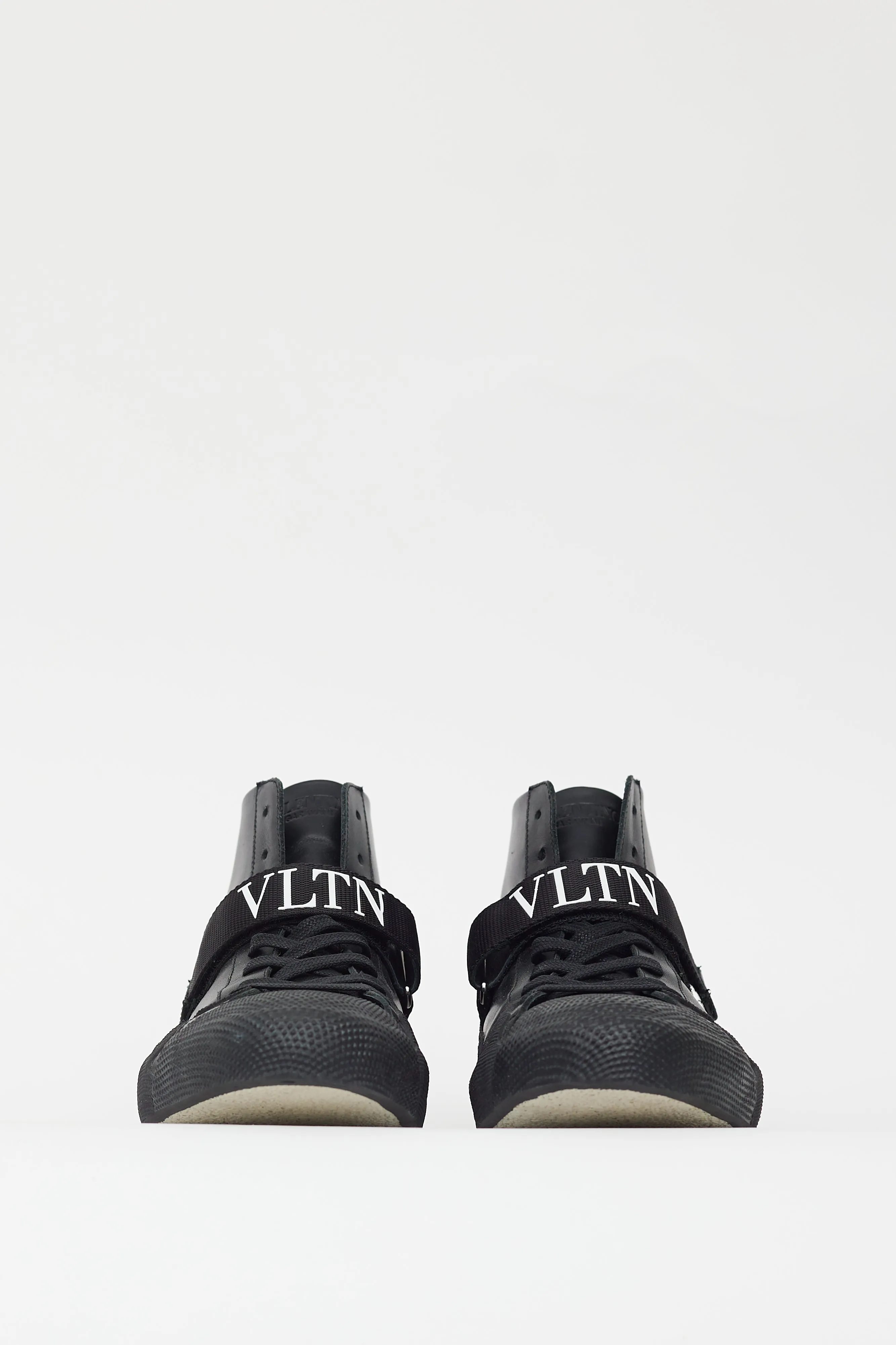 Black Leather Logo Strap Sneaker