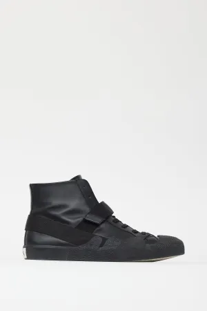 Black Leather Logo Strap Sneaker