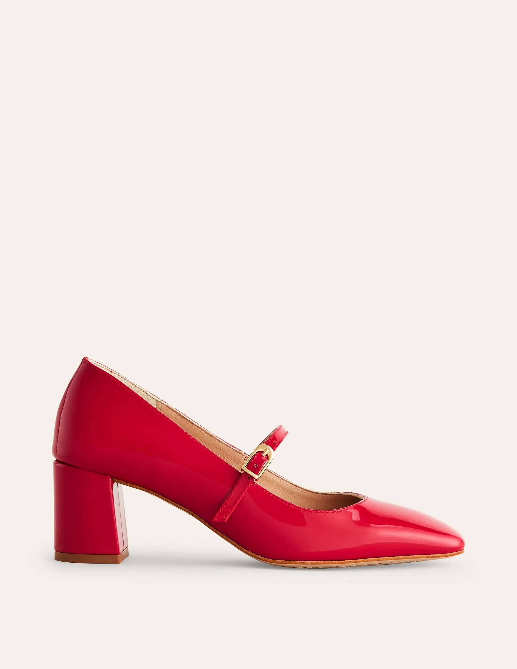 Block Heel Mary Jane-Flamenco Red Patent