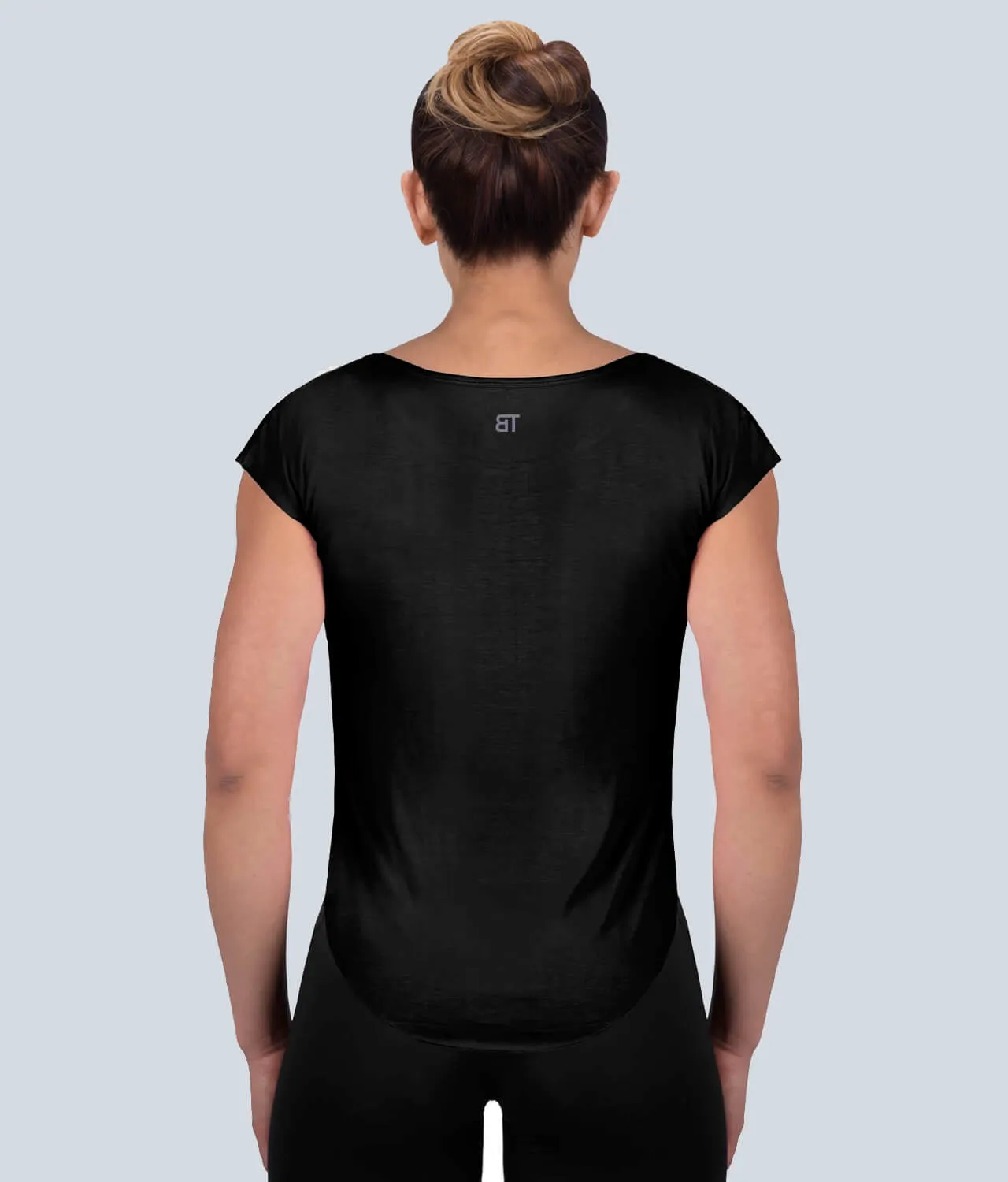 Born Tough Capped Sheer Black Sleeveless Crossfit Shirt for Women