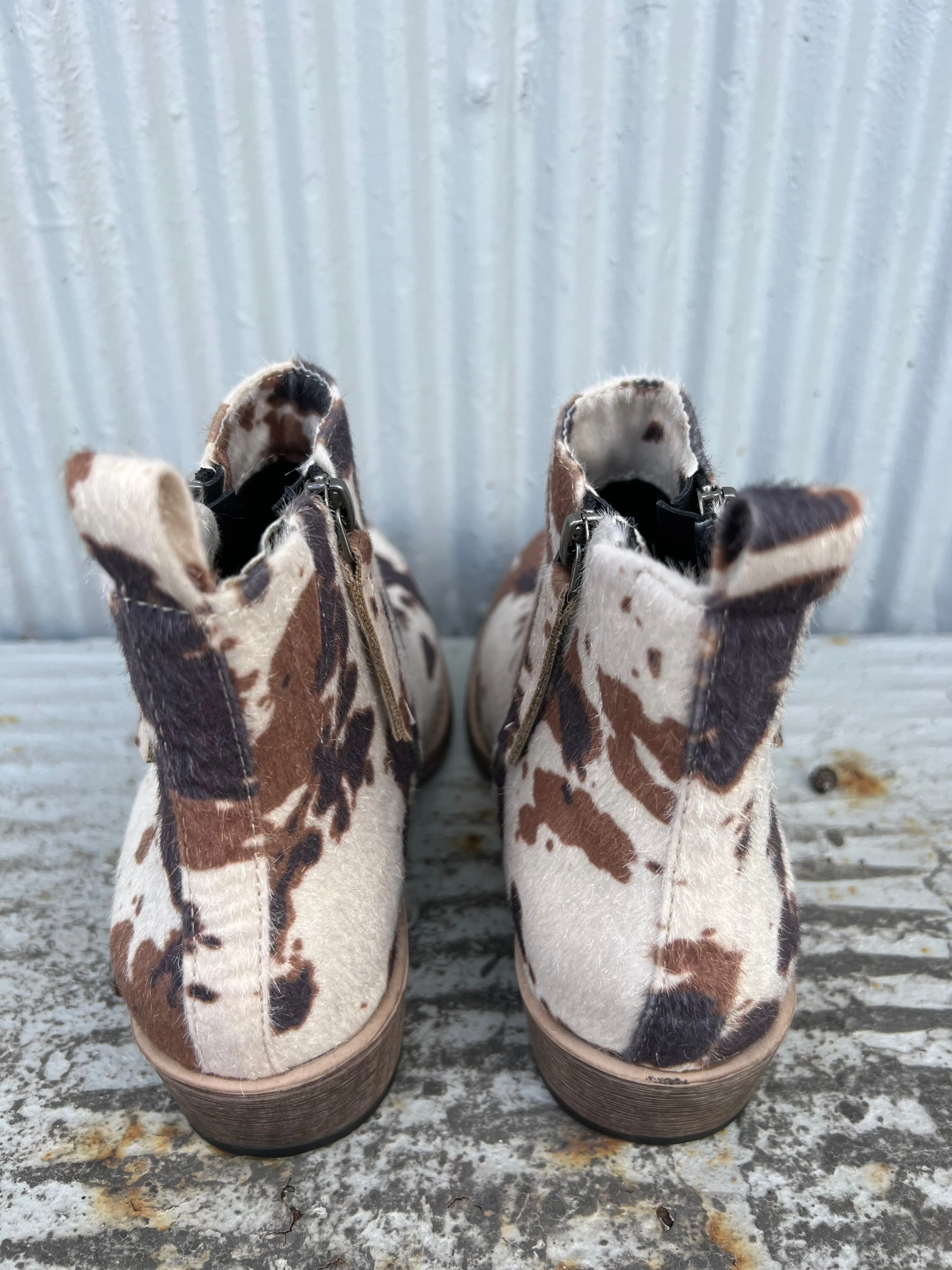 Cowhide Print Zipper Boots