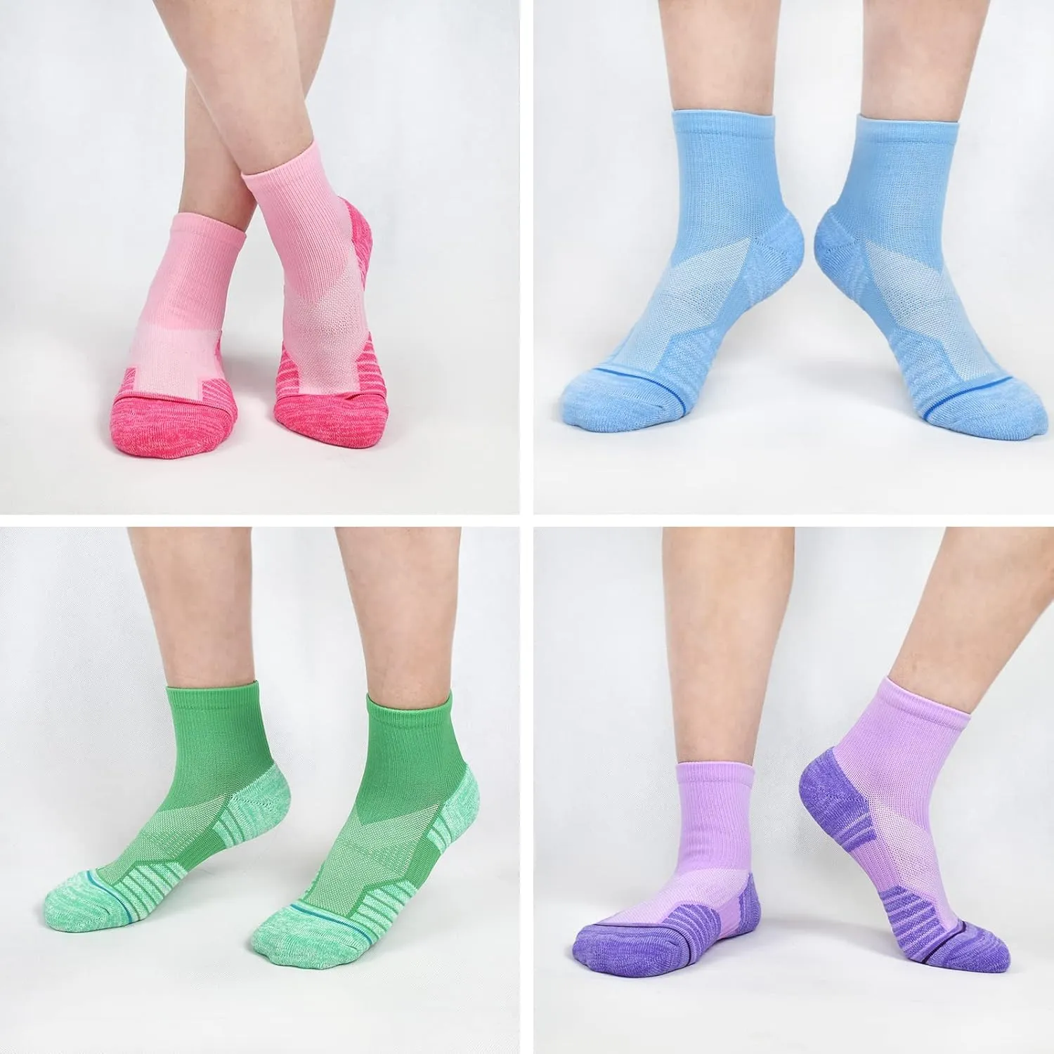 J.WMEET Women's Athletic Ankle Socks Quarter Cushioned Running Socks Hiking Performance Sport Cotton Socks 6 Pack