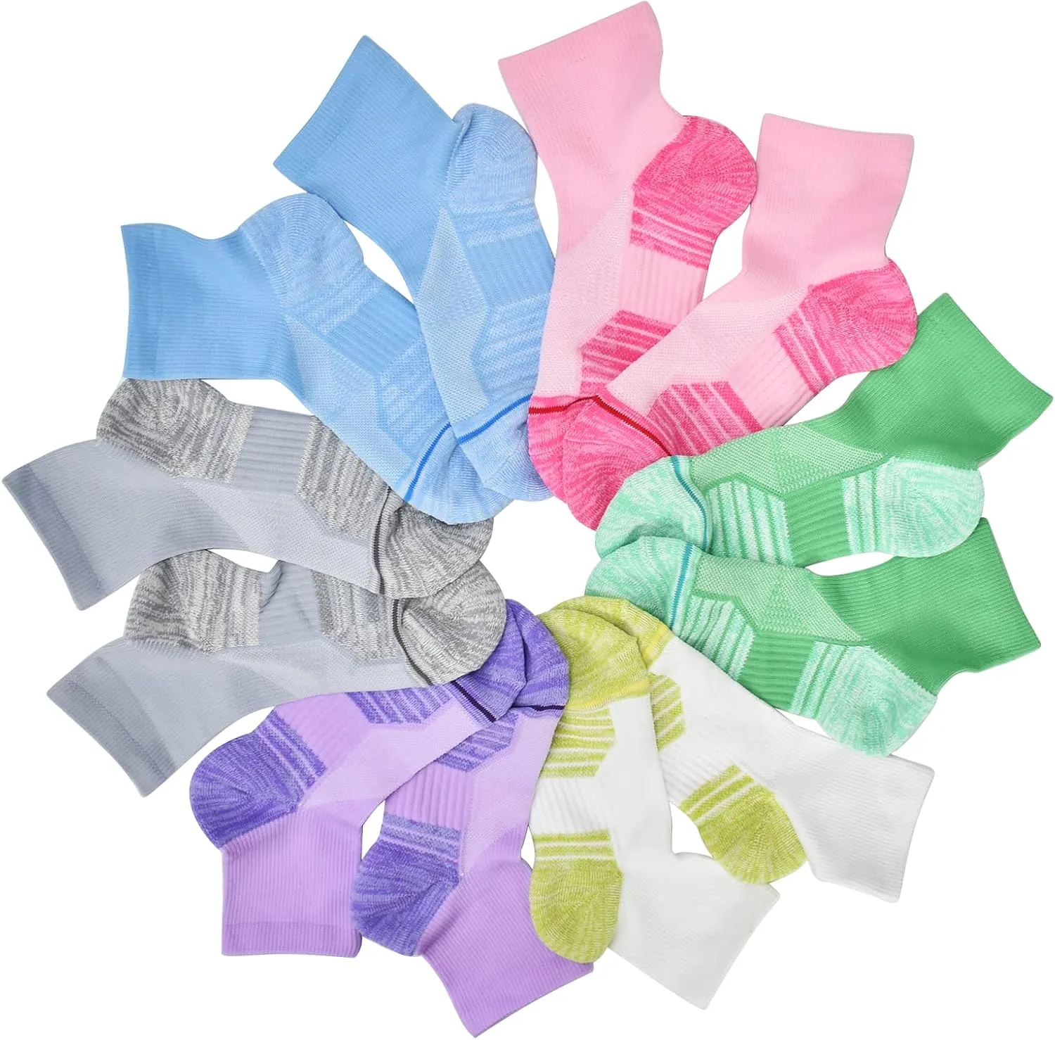 J.WMEET Women's Athletic Ankle Socks Quarter Cushioned Running Socks Hiking Performance Sport Cotton Socks 6 Pack