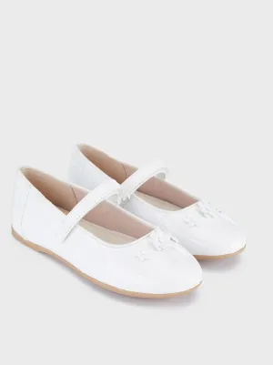 Mayoral Formal Patent Leather Mary Jane w/Flowers  White_43433-078
