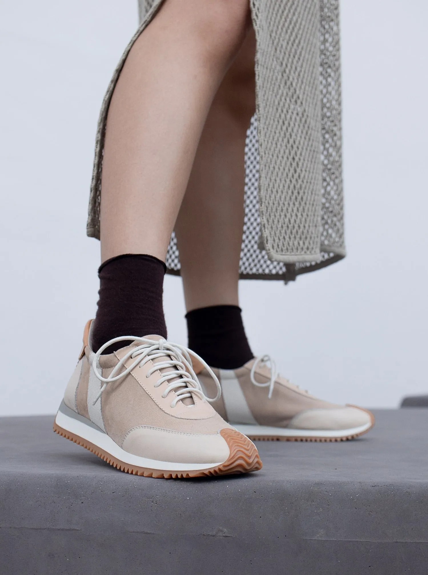 Mixed-Leather Sneakers
