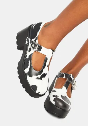 Nettie Cow Print Mary Janes