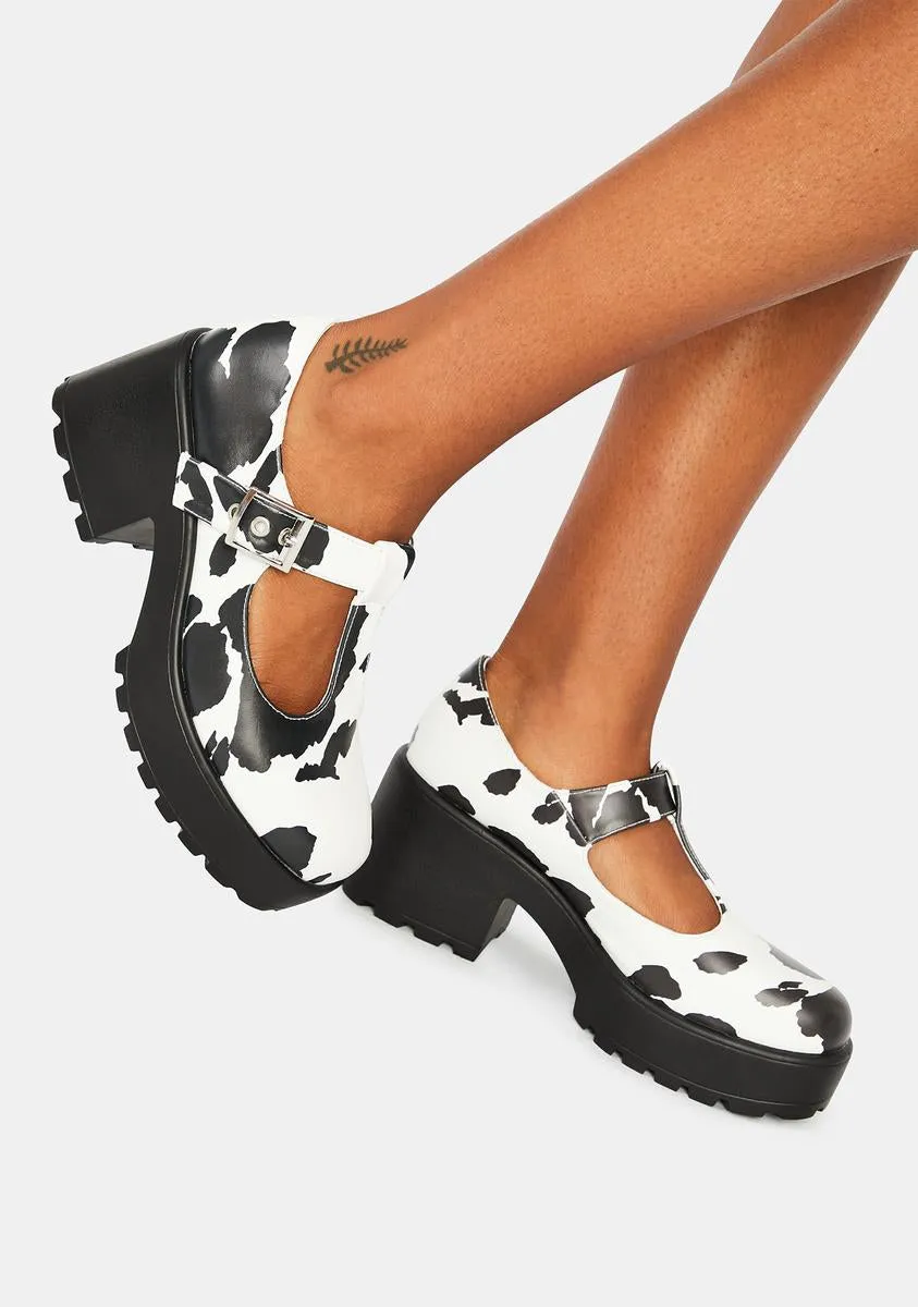 Nettie Cow Print Mary Janes