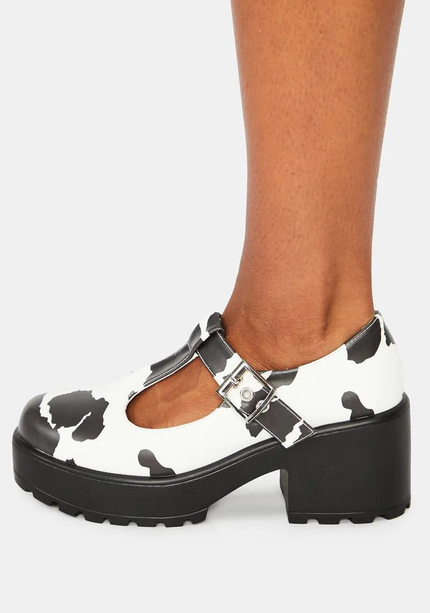 Nettie Cow Print Mary Janes