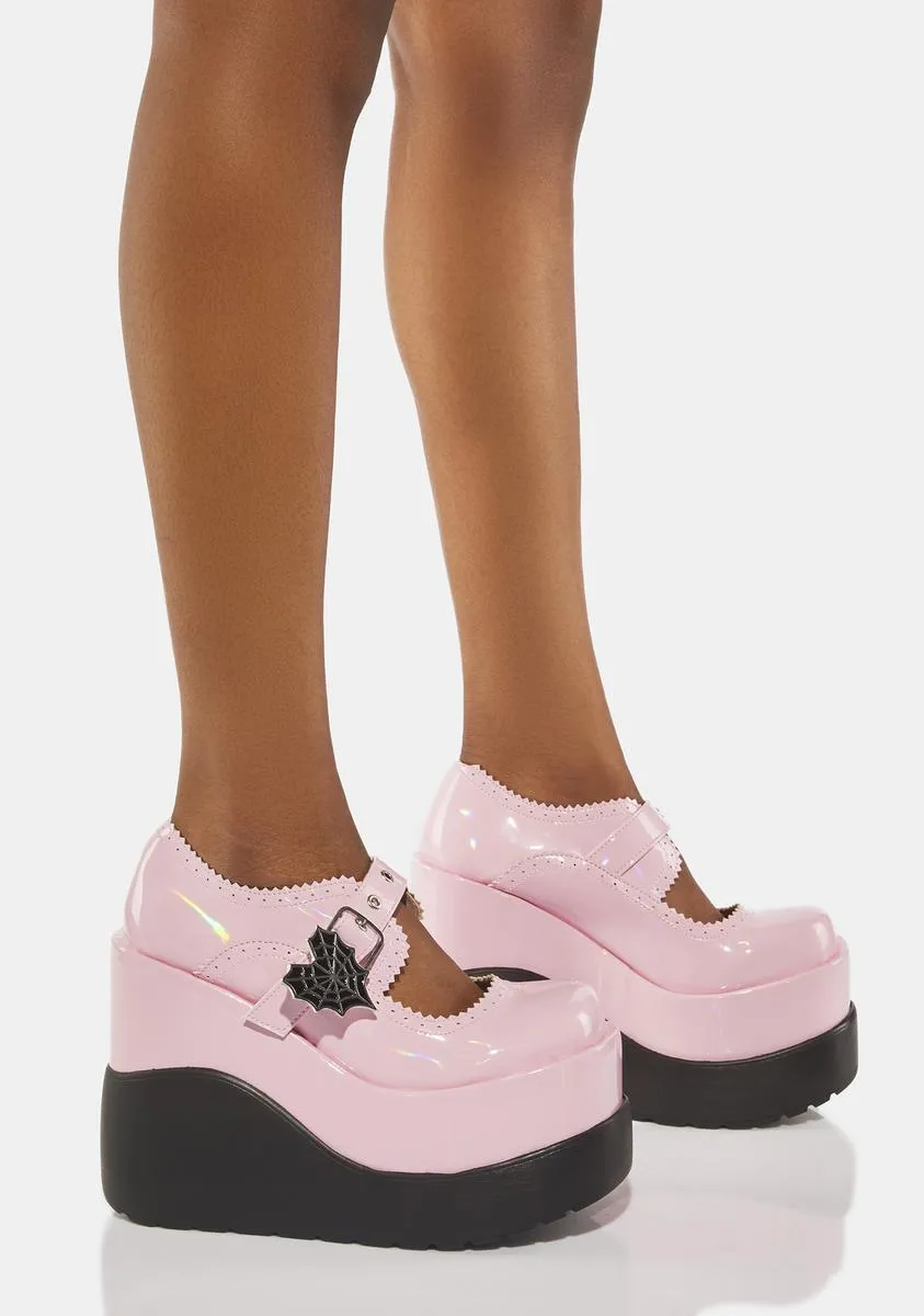 Pink Holographic Void-38 Platform Mary Janes