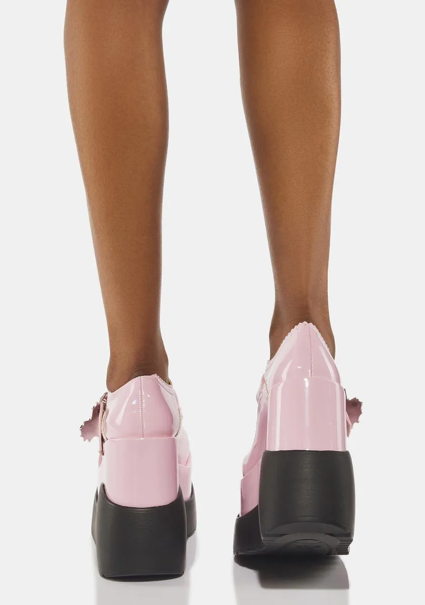 Pink Holographic Void-38 Platform Mary Janes