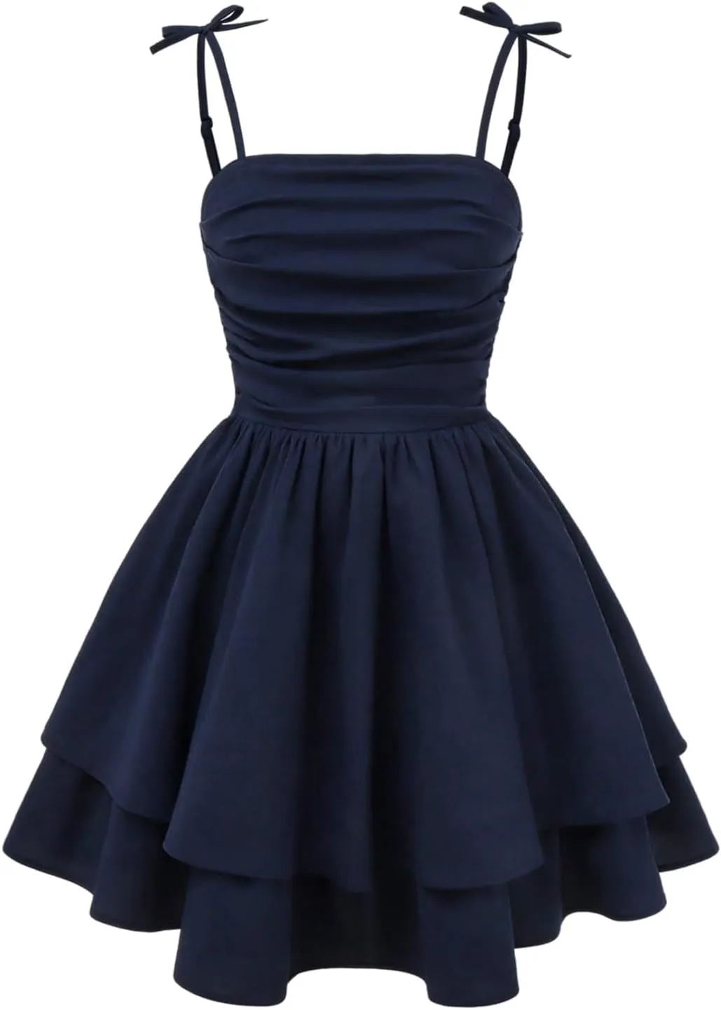 SHENHE Girl's Smocked Ruched A Line Swing Dress Layered Tie Shoulder Flowy Cami Dress