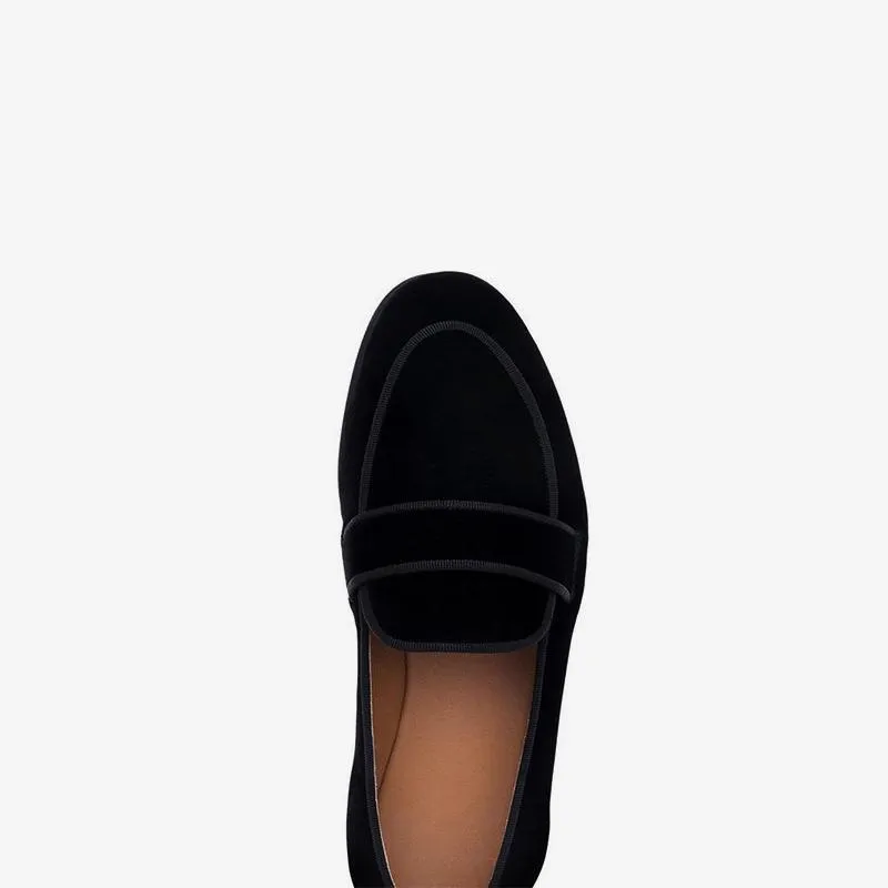 Sophisticated Black Velvet Slip-On Loafers