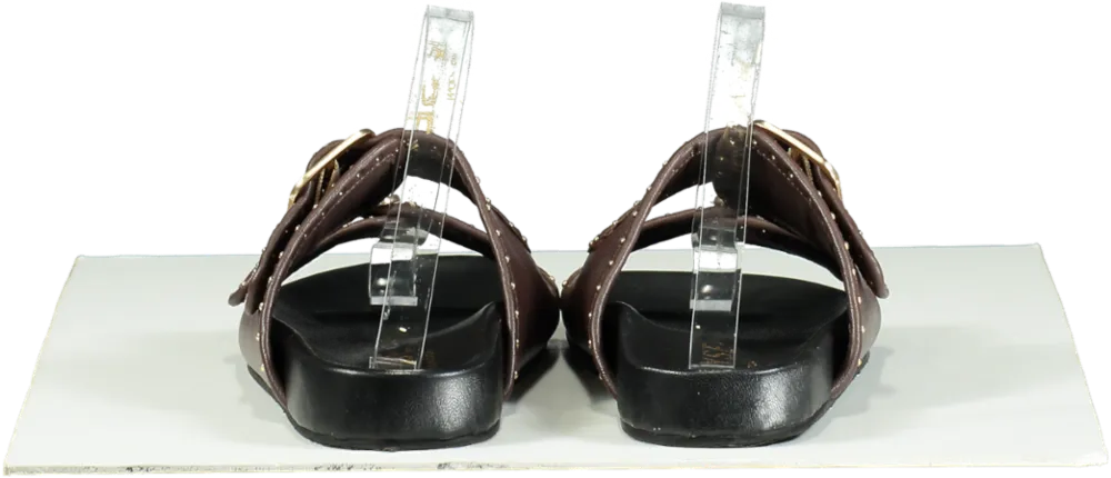 WYSE LONDON Brown Studded Double Buckle Sandals UK 4