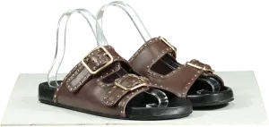 WYSE LONDON Brown Studded Double Buckle Sandals UK 4